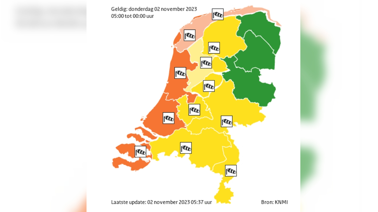 Vanaf De Middag Code Oranje Vanwege Storm Ciarán Windsnelheden Tot Ver Boven De 100 Kmu