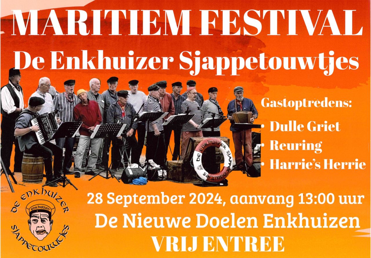 Gratis toegankelijk Maritiem Zangfestival t.g.v. 25 jaar bestaan van De Enkhuizer Sjappetouwtjes