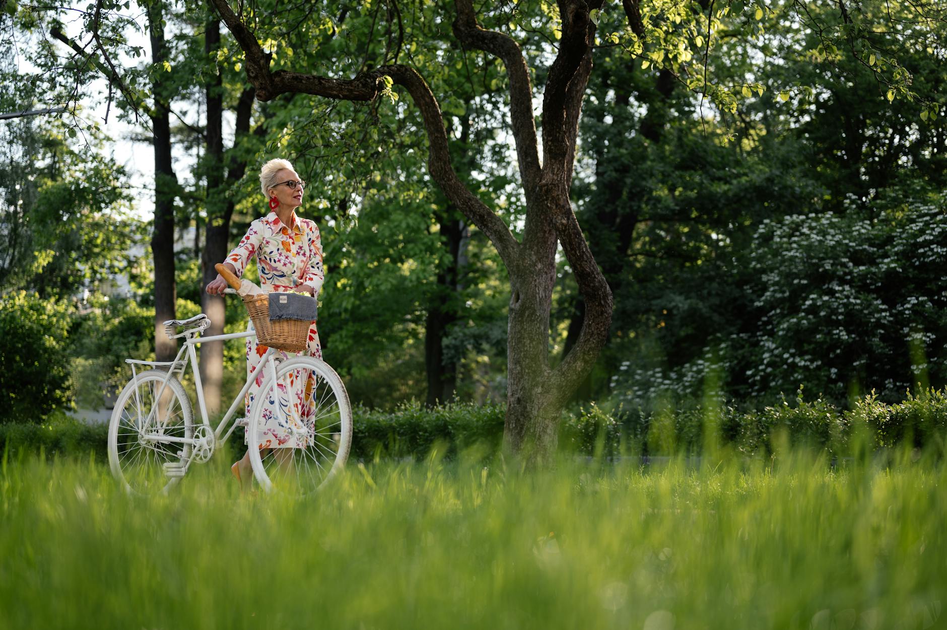 senior woman walking during early moring